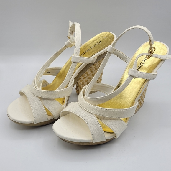 Pierre Dumas strappy sandals, off-white,  4" heel, Size 8M - Picture 2 of 8